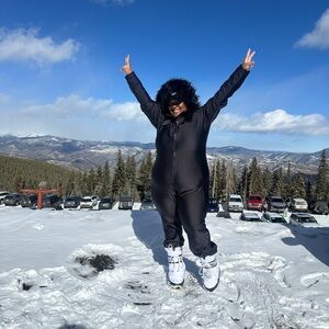 ASOS Plus Size Black Snowsuit w/ Fur Hood